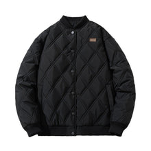 Men Vintage Jackets Loose Rhombus Cotton Vintage Baseball Jacket