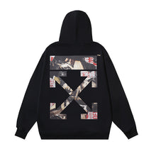 OW oil painting series arrow pattern pullover hooded sweater