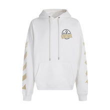 OW letter arrow pattern pullover hooded sweater