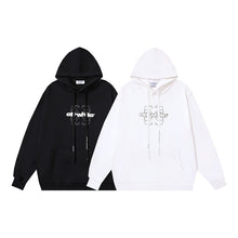 OW hollow arrow pattern print hooded sweater