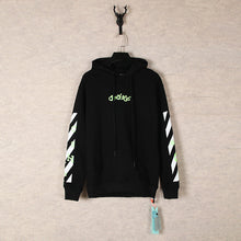 OW fluorescent letter arrow pullover hooded sweater