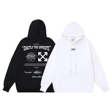 OW palm globe letter print pattern hooded sweatshirt