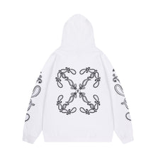 OW embroidered cashew flower pattern pullover hooded sweater
