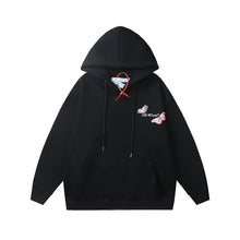 Autumn and winter OW butterfly letter arrow pattern pullover fleece hooded sweater