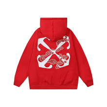 OW auspicious cloud letter arrow pattern hooded sweater