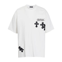 CHH Heart T Shirts Cross Color Leather Printed Short Sleeve T-Shirt Loose