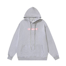 OW letter print pattern pullover hooded sweater