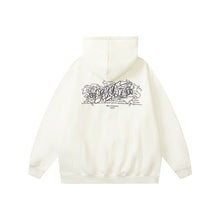 OW Chaos Letter Print Pattern Fleece Hooded Sweater