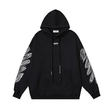 OW diagonal striped wavy line print hooded sweater
