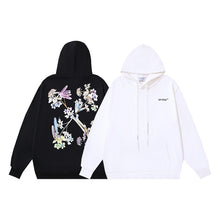 OW plant floral print pattern hooded sweater