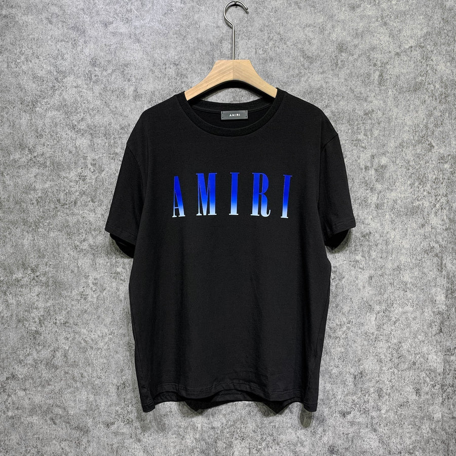 Amiri T Shirt Gradient Letter Flower Casual Hip Hop Short Sleeve T-shirt