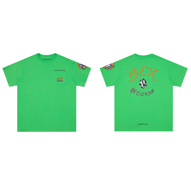 CHH Heart T Shirts Croix Sex Records Graffiti Short Sleeve