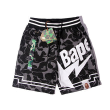 Bathing ape Bape Shorts camouflage alphabet shark shorts men cotton terry lightning