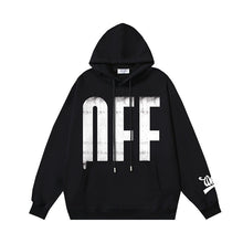 Autumn and winter OW big LOGO oblique stripe print pullover hooded sweater