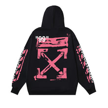OW 99 Digital Pink Arrow Graffiti Printed Hooded Sweater
