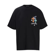 CHH Heart T Shirts Cross Leather Print Short Sleeve T-Shirt Loose