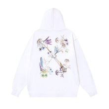 OW plant floral print pattern hooded sweater