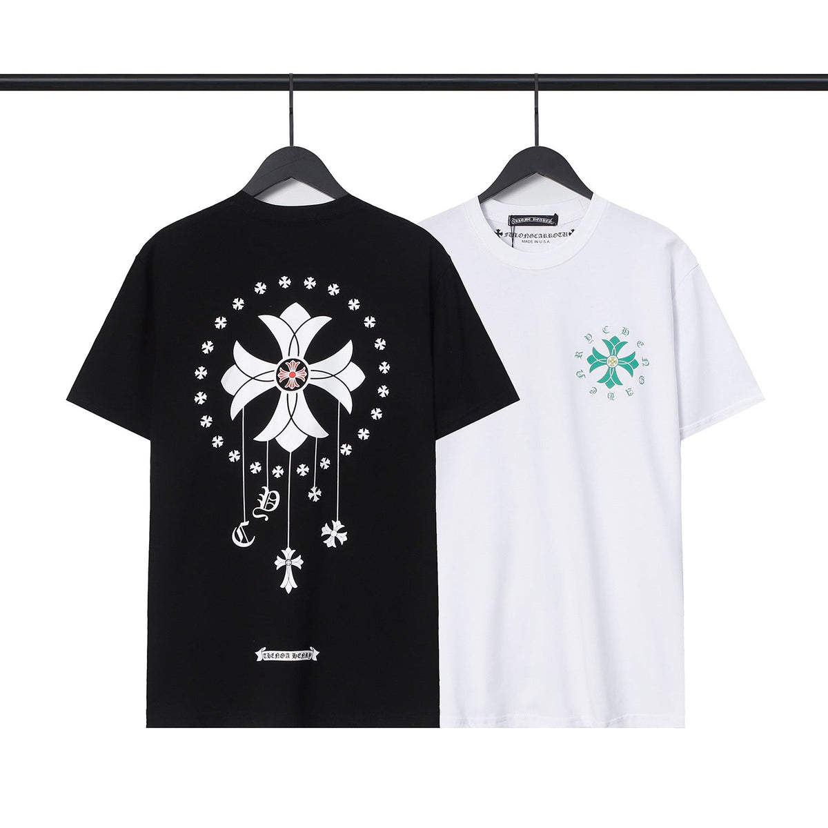 CHH  Heart T Shirts Cross Casual Loose Cotton Crew Neck T-Shirt