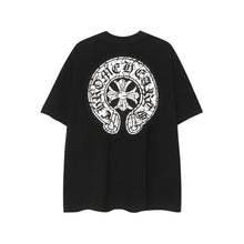 CHH  Heart T Shirts Horseshoe Cross Old Retro Fashion Men's and Women's Short Sleeve T-Shirt