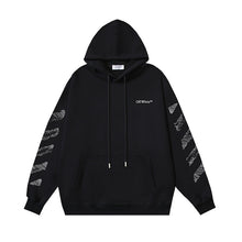 OW stylus oblique stripe print pullover hooded sweater