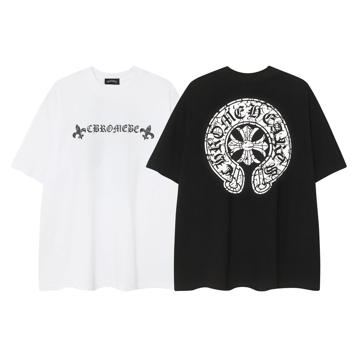 CHH  Heart T Shirts Horseshoe Cross Old Retro Fashion Men's and Women's Short Sleeve T-Shirt