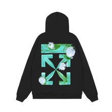 OW Swirl Flower Arrow Pattern Pullover Hooded Sweater
