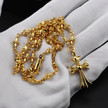 Chrome Hearts Necklace Gold Retractable Cross Cold Wind Diamonds