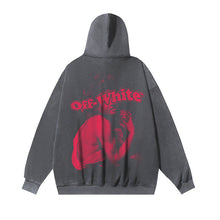 OW Red Bacchus Pattern Pullover Hooded Sweater