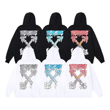 OW Melted Arrow Pattern Pullover Hooded Sweater