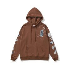 OW headphones flower pattern pullover hooded sweater