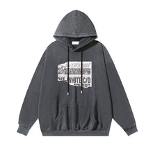 OW made old broken newspaper pattern pullover hooded sweater