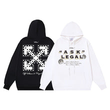 OW letter arrow pattern pullover hooded sweater