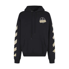 OW letter arrow pattern pullover hooded sweater