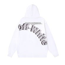 OW oblique LOGO letter print pullover hooded sweater