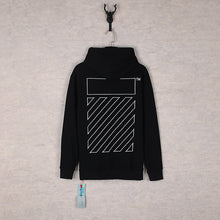 OW embroidered square arrow pattern hooded sweater
