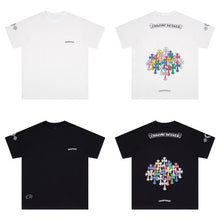 CHH Heart T Shirts Colorful Cross Flower Arm Short Sleeve
