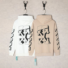 OW curved arrow pattern pullover hooded sweater