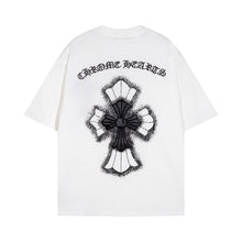 CHH Heart T Shirts Croix Cross Leather Printed Short Sleeve T-Shirt