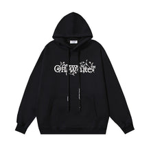 OW floral logo pattern print hooded sweater