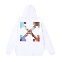 OW Portrait Arrow Pattern Pullover Hooded Sweater
