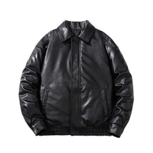 Mens Vintage Jackets Vintage PU Leather Jacket Padded Pilot Bike Leather Jacket