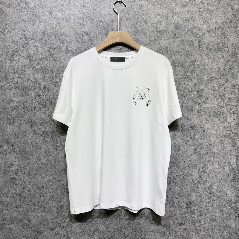 Amiri T Shirt Printed Casual Hip Hop round Neck Short Sleeve T-shirt