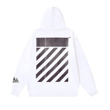 Autumn and winter OW big LOGO oblique stripe print pullover hooded sweater