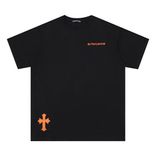 CHH Heart T Shirts Cross Leather Print Short Sleeve T-Shirt Loose
