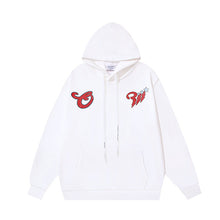 OW cartoon letter pattern print hooded sweater