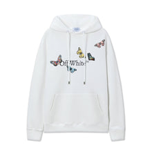 OW Butterfly Letter Print Pattern Pullover Hooded Sweater