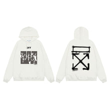 OW Blur Portrait Arrow Pattern Pullover Hooded Sweater