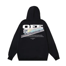 OW audio train print pattern pullover hooded sweater