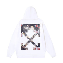 OW oil painting series arrow pattern pullover hooded sweater