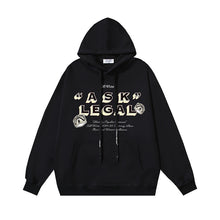 OW letter arrow pattern pullover hooded sweater